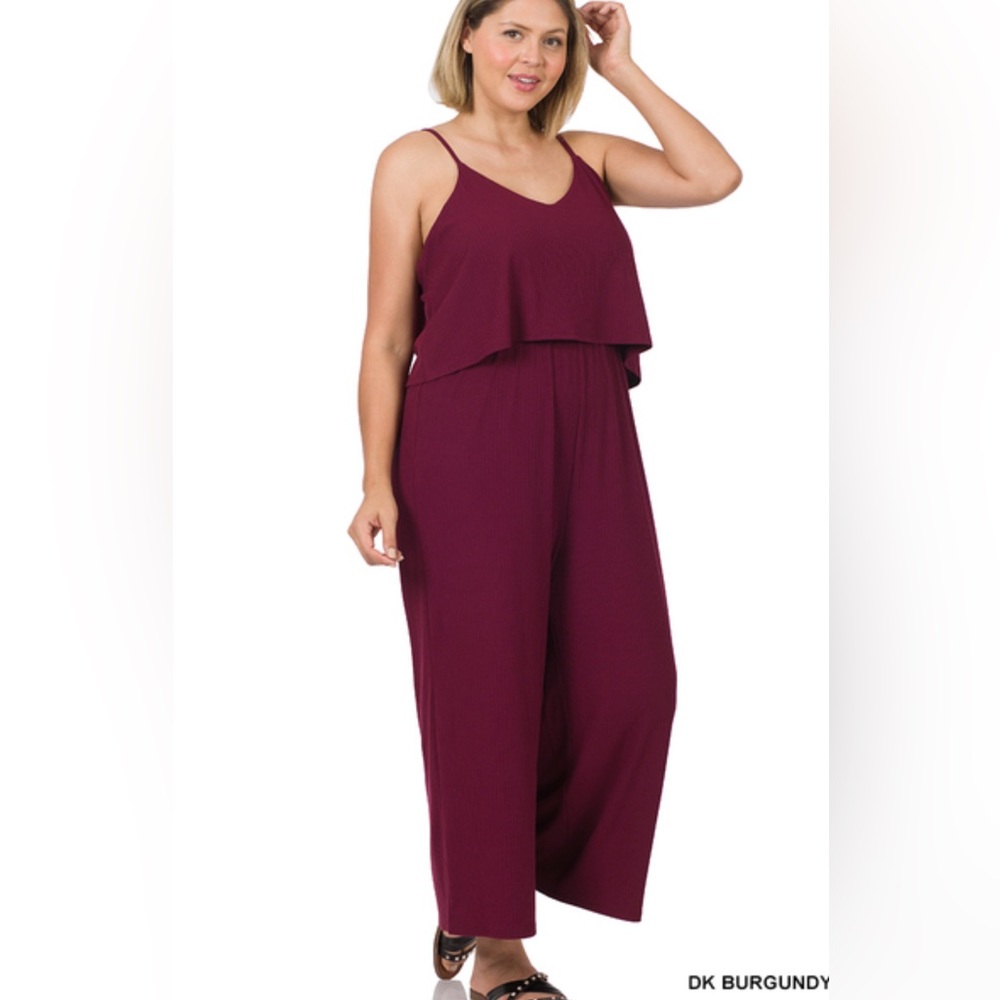 Burgundy Double Layer Jumpsuit 🛍️1X LAST ONE🛍️🛍️